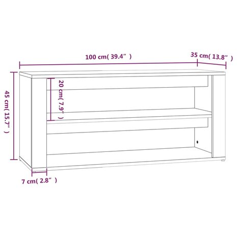 Schoenenrek 100x35x45 cm bewerkt hout grijs sonoma eikenkleur 8