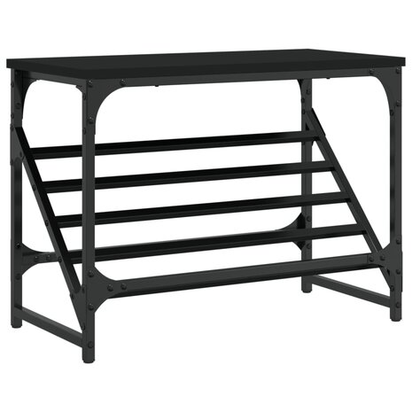 Schoenenrek 60x30x45 cm bewerkt hout zwart 2