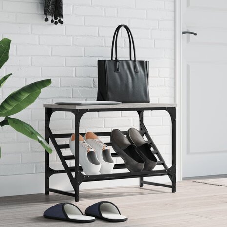 Schoenenrek 60x30x45 cm bewerkt hout grijs sonoma 1