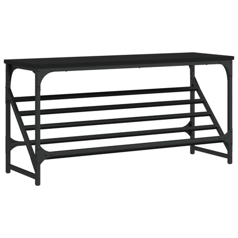 Schoenenrek 90x30x45 cm bewerkt hout zwart 2