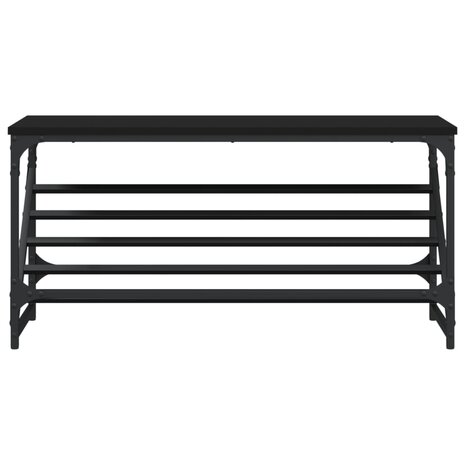 Schoenenrek 90x30x45 cm bewerkt hout zwart 4