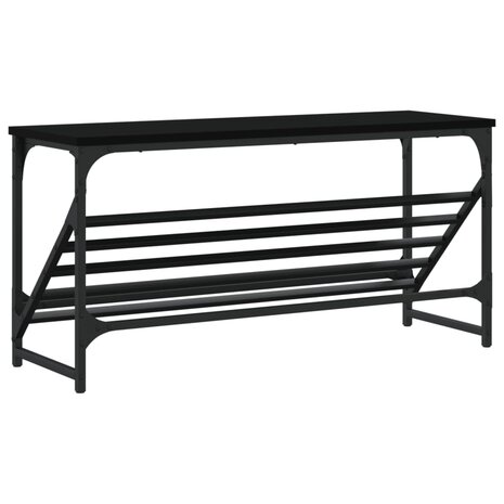 Schoenenrek 90x30x45 cm bewerkt hout zwart 6