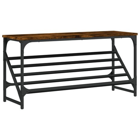 Schoenenrek 90x30x45 cm bewerkt hout gerookt eikenkleurig 2