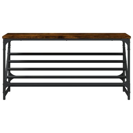 Schoenenrek 90x30x45 cm bewerkt hout gerookt eikenkleurig 4