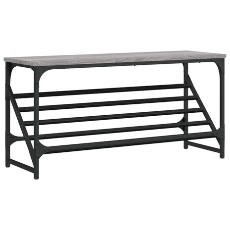 Schoenenrek 90x30x45 cm bewerkt hout grijs sonoma eikenkleurig 2