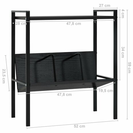 Boekenkast met 2 schappen 52x28x59 cm bewerkt hout zwart 8