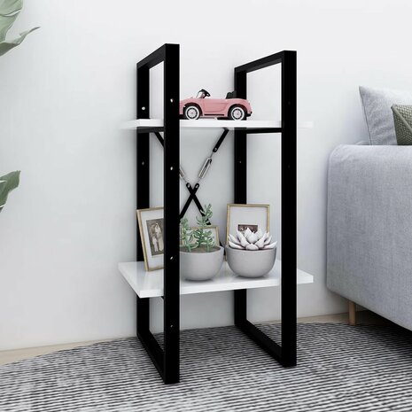Boekenkast met 2 schappen 40x30x70 cm bewerkt hout wit 1