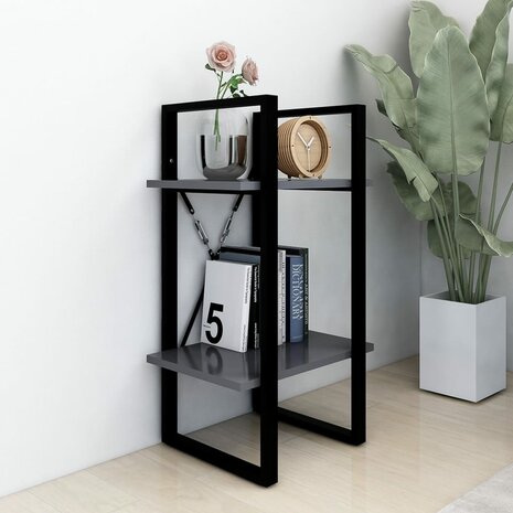 Boekenkast met 2 schappen 40x30x70 cm bewerkt hout grijs 3