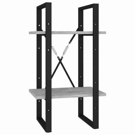 Boekenkast met 2 schappen 40x30x70 cm bewerkt hout betongrijs 2