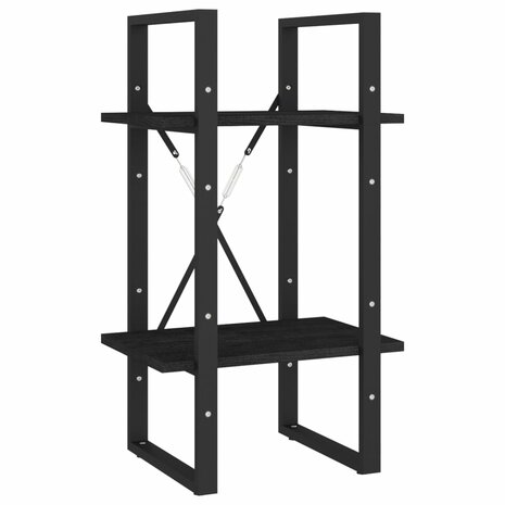 Boekenkast met 2 schappen 40x30x70 cm massief grenenhout zwart 2