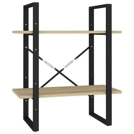 Boekenkast met 2 schappen 60x30x70 cm bewerkt hout sonoma eiken 2