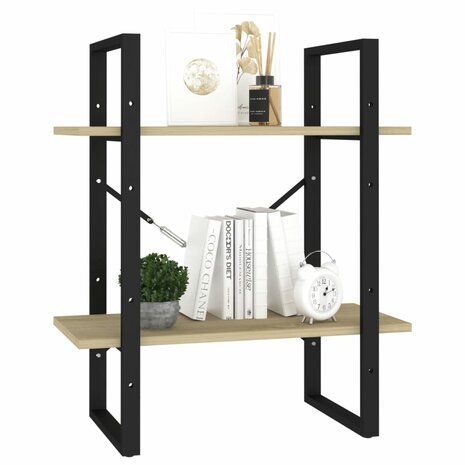 Boekenkast met 2 schappen 60x30x70 cm bewerkt hout sonoma eiken 4