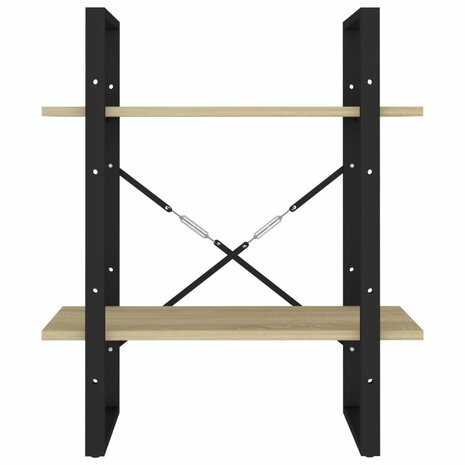 Boekenkast met 2 schappen 60x30x70 cm bewerkt hout sonoma eiken 5