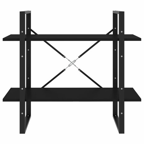 Boekenkast met 2 schappen 80x30x70 cm spaanplaat zwart 4