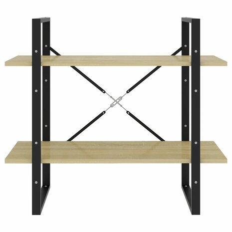 Boekenkast met 2 schappen 80x30x70 cm spaanplaat sonoma eiken 4