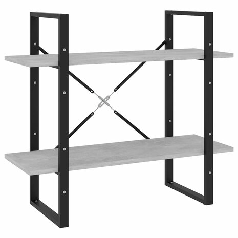 Boekenkast met 2 schappen 80x30x70 cm spaanplaat betongrijs 2