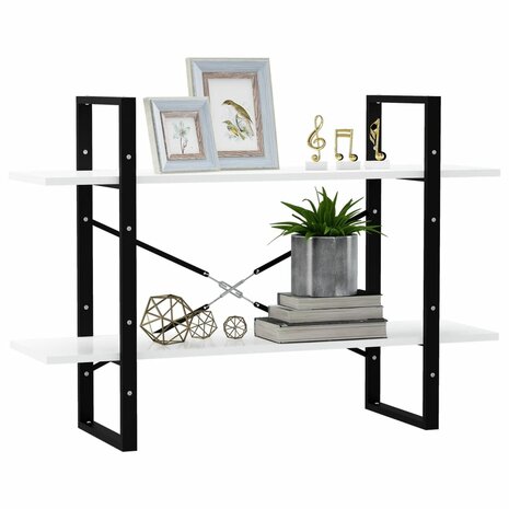 Boekenkast met 2 schappen 100x30x70 cm spaanplaat wit 4