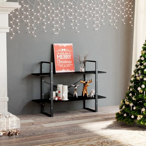 Boekenkast met 2 schappen 100x30x70 cm spaanplaat zwart 1