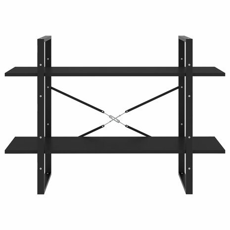 Boekenkast met 2 schappen 100x30x70 cm spaanplaat zwart 5