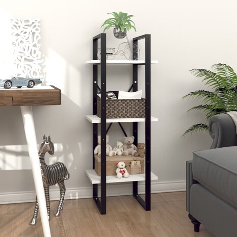 Boekenkast met 3 schappen 40x30x105 cm bewerkt hout wit 1