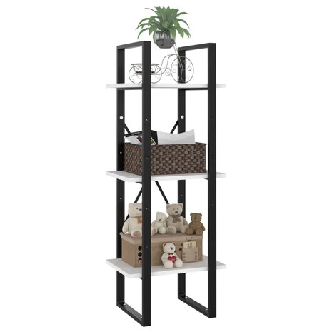 Boekenkast met 3 schappen 40x30x105 cm bewerkt hout wit 4