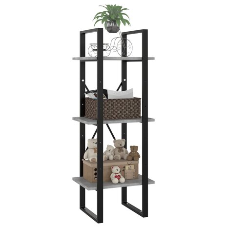 Boekenkast met 3 schappen 40x30x105 cm bewerkt hout betongrijs 4