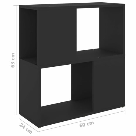 Boekenkast 60x24x63 cm bewerkt hout zwart 7