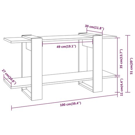 Boekenkast 100x30x51 cm bewerkt hout wit 6
