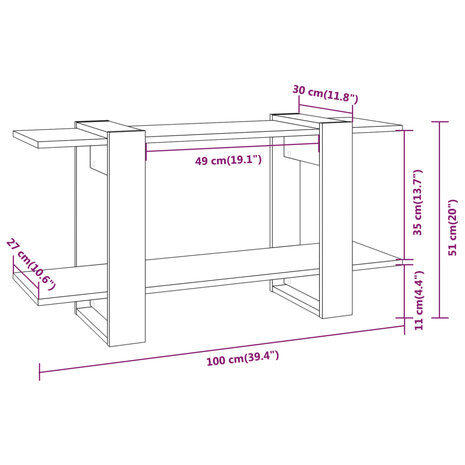 Boekenkast 100x30x51 cm bewerkt hout hoogglans wit 6