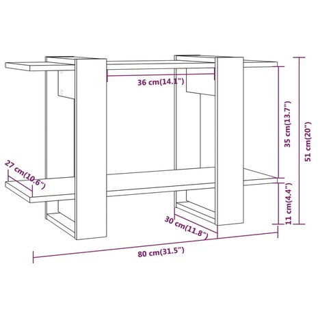 Boekenkast/kamerscherm 80x30x51 cm gerookt eikenkleurig 7