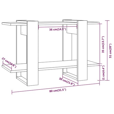 Boekenkast/kamerscherm 80x30x51 cm grijs sonoma eikenkleurig 7