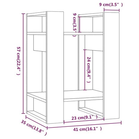 Boekenkast/kamerscherm 41x35x57 cm massief grenenhout wit 8