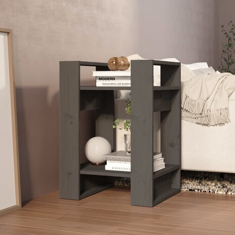 Boekenkast/kamerscherm 41x35x57 cm massief grenenhout grijs 6