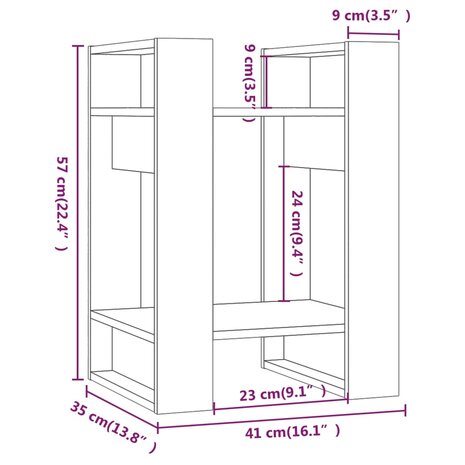 Boekenkast/kamerscherm 41x35x57 cm massief grenenhout grijs 8