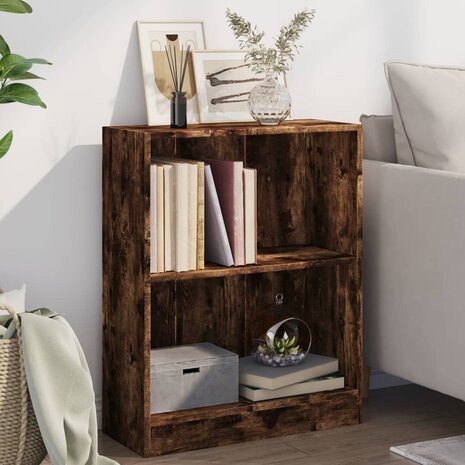 Boekenkast 60x24x76 cm bewerkt hout gerookt eikenkleurig 1