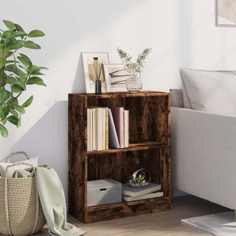 Boekenkast 60x24x76 cm bewerkt hout gerookt eikenkleurig 3