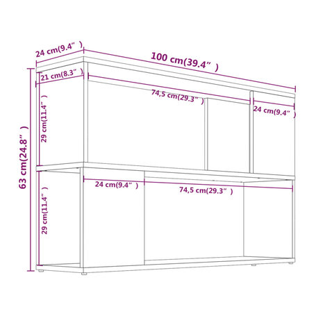 Boekenkast 100x24x63 cm bewerkt hout gerookt eikenkleurig 7