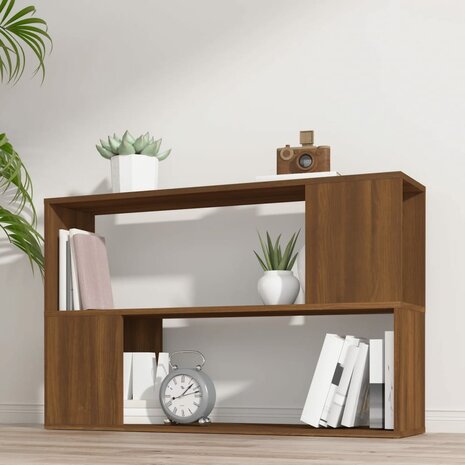 Boekenkast 100x24x63 cm bewerkt hout bruin eikenkleur 1