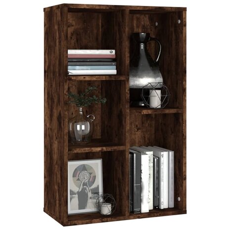 Boekenkast/dressoir 50x25x80 cm bewerkt hout gerookt eikenkleur 4