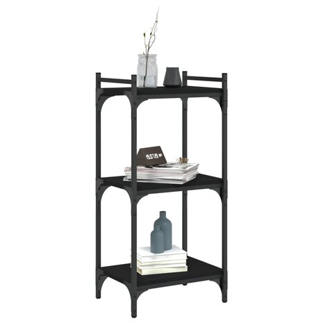 Boekenkast 3-laags 40x30x86 cm bewerkt hout zwart 3