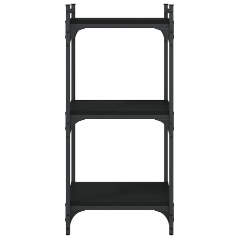 Boekenkast 3-laags 40x30x86 cm bewerkt hout zwart 4