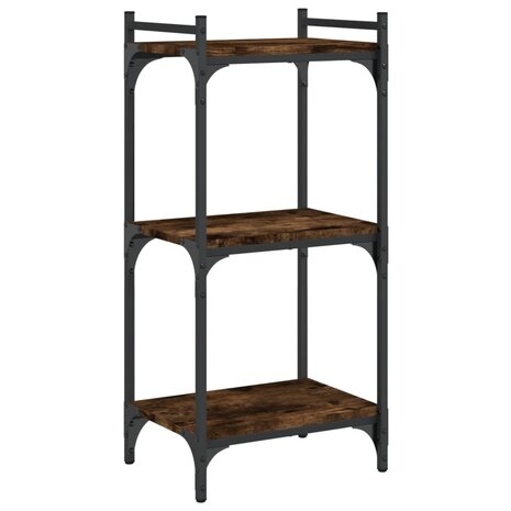 Boekenkast 3-laags 40x30x86 cm bewerkt hout gerookt eikenkleur 2