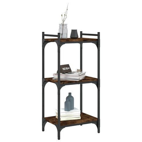 Boekenkast 3-laags 40x30x86 cm bewerkt hout gerookt eikenkleur 3