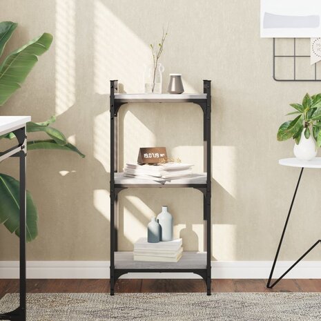 Boekenkast 3-laags 40x30x86 cm bewerkt hout grijs sonoma 1