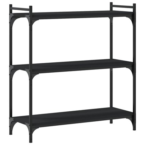 Boekenkast 3-laags 80x30x86 cm bewerkt hout zwart 2