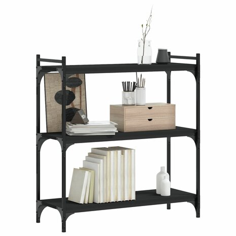 Boekenkast 3-laags 80x30x86 cm bewerkt hout zwart 3