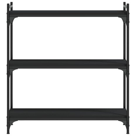 Boekenkast 3-laags 80x30x86 cm bewerkt hout zwart 4