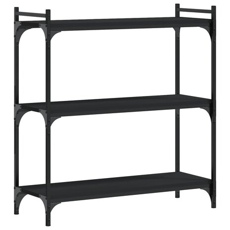 Boekenkast 3-laags 80x30x86 cm bewerkt hout zwart 6