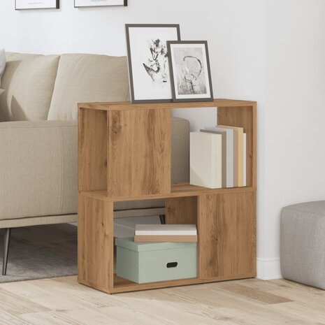 Boekenkast 60x24x63 cm bewerkt hout artisanaal eikenkleur 3