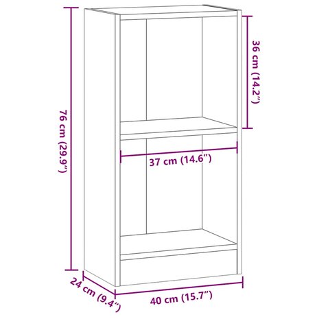 Boekenkast 40x24x76 cm bewerkt hout grijs sonoma eikenkleurig 9